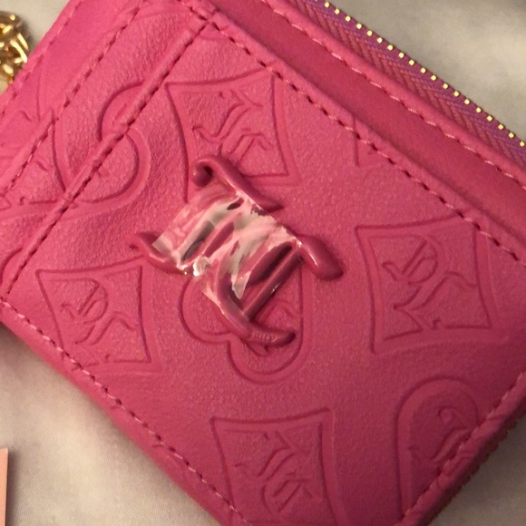 Juicy Couture Juicy Pink Good Times Square Zip Card Case Chain Wrist Strap NWT - Picture 12 of 13